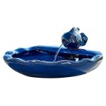 Smart Solar 21372R01 Ceramic Solar Koi Fountain, Blue Glazed Finish, Powered by an Included Solar Panel That Operates an Integral Low Voltage Pump ...